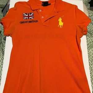 Orange Great Britain, Polo shirt.  flag front & back.